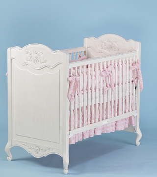 Coco Chenille bedding on #200 Country French Rectangular Crib